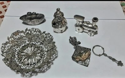 Lotto 6 Oggetti Decorativi Placcati Argento 925 - Immagine 1 di 4