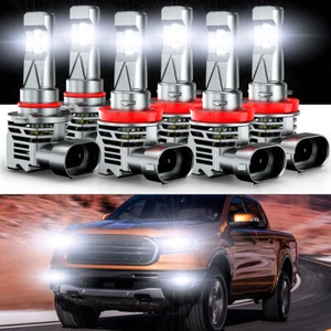 6Pcs Ford Ranger 2019-2022 6000K LED Headlight High Low + Fog Lights Bulbs Combo - Picture 1 of 11