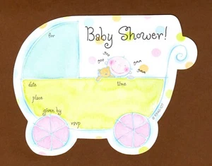 Mara-mi Baby Shower Invitations, Unisex, Set of 10, Baby Buggy, Boy or Girl - Picture 1 of 1