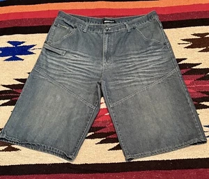 Ecko Unltd Y2k's Super Baggie Blue skate jean shorts mens 40 actual 38 - Picture 1 of 12