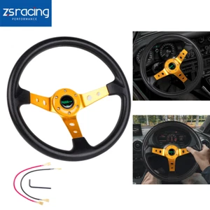 14INCH Universal Aluminum Racing Steering Wheel Drifting Deep Dish 6 Bolt - Picture 1 of 7