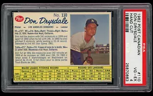 1962 Post Canadian Don Drysdale #110 Los Angeles Dodgers PSA 4 VGEX TOUGH GRADE - Picture 1 of 2