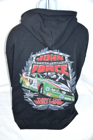 Vtg Drag Racing John Force Sweatshirt Funny Car World Champion Hoodie 2XL FulZip Cover