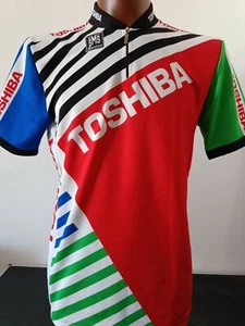 MAGLIA SHIRT CYCLING BIKE CICLISMO VINTAGE TOSHIBA 90'S SANTINI TG XXL - Foto 1 di 4