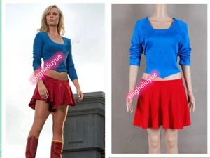 Nuovo Costume Cosplay Gonna Rossa Camicia Blu Supergirl Fumetti Uniforme Tuta - Foto 1 di 9