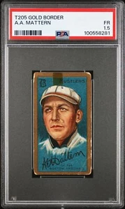 1911 Gold Border T205 Tobacco Card A.A. Mattern 100558281 Baseball PSA 1.5 FR - Picture 1 of 2