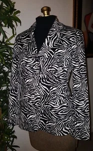 NYP suits zebra animal print jacket button down lined women's size 8 medium - Picture 1 of 9