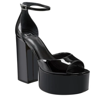 Sandálias plataforma Marc Fisher feminina Della couro envernizado preto tamanho 9 nova na caixa - Imagem 1 de 4