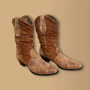 OAK TREE FARMS Western Cowboy/Cowgirl Distressed Leder/Wildleder Stiefel Gr. 7 - Bild 1 von 9
