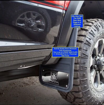 2- 12"x23" Front Mud Flaps DODGE RAM HEAD OEM Factory Logo CHROME Splash Guards - Изображение 1 из 2
