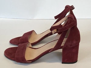 Kate Spade New York Sandal Block Heel Suede Burgundy Red US 7 - Picture 1 of 5
