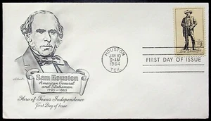 Vtg 1964 Sam Houston First Day of Issue Cover - Houston, TX Philatelic 5¢ - Picture 1 of 2