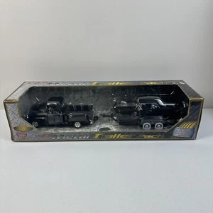 Motor Max 1:24 Metal Die Cast Trailer Pack Chevrolet Pickup Malibu SS Race Car - Picture 1 of 14
