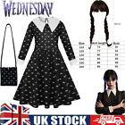 Wednesday The Addams Family Party Outfit Girls Adams Fancy Dress Bag Wig Costume
