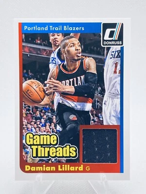 DAMIAN LILLARD 2014-15 Donruss "Game Threads" GAME-WORN JERSEY Card #20 Mint - Image 1 of 2