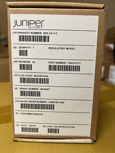 New Sealed Juniper SFP-1G-T-C SFP-1GE-T SFP, 1G, Copper 100m, Standard Temp - Picture 1 of 2