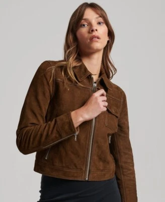 Brown  Suede Bomber Leather Jacket Women Size XS S M L XL XXL 3XL Custom Made - Image 1 of 4