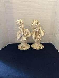 1971 J Kendrick Universal Statuary Corp Chicago Junge/Mädchen Büste Statue Sax Art Y11 - Bild 1 von 16