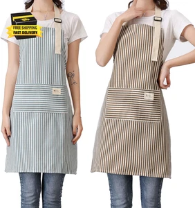 Schürzen 2er Pack verstellbare Latzschürzen mit 2 Taschen Baumwolle Leinen Kochen Küche  - Bild 1 von 6