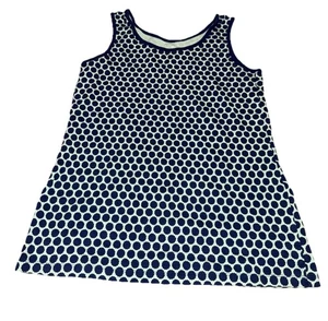 LANDS' END SZ Small Tall Cotton Dots Blue Knit Tank Top Shirt Womens - Picture 1 of 4