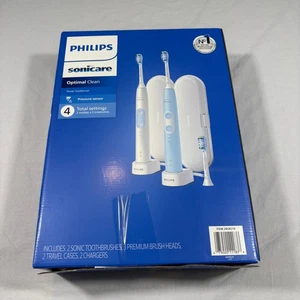 Philips Sonicare Optimal Clean Wiederaufladbare Schallzahnbürste Set 2 Stück Reiseetui - Bild 1 von 6