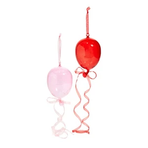 8" Blown Glass Balloon Ornaments Set of 2 - Picture 1 of 1