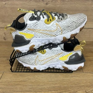 Nike React Zapatos Para Hombre Talla UK 9 Visión Gimnasio Correr Blanco Amarillo Malla Entrenadores - Imagen 1 de 10