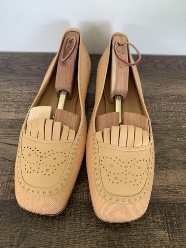 Scarpe mocassino Bottega Veneta 10 5 pelle marrone taglio laser frange farfalla