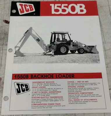 Folheto de vendas 1986 JCB 1550B retroescavadeira 6005-20M-R - Imagem 1 de 4