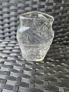 Jarrón vintage soplado a mano de vidrio transparente con burbujas único - Imagen 1 de 8