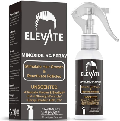 Elevate Hair Regrowth Treatment 5% Minoxidil Spray - Extra Strength Formula Prof - Image 1 of 4