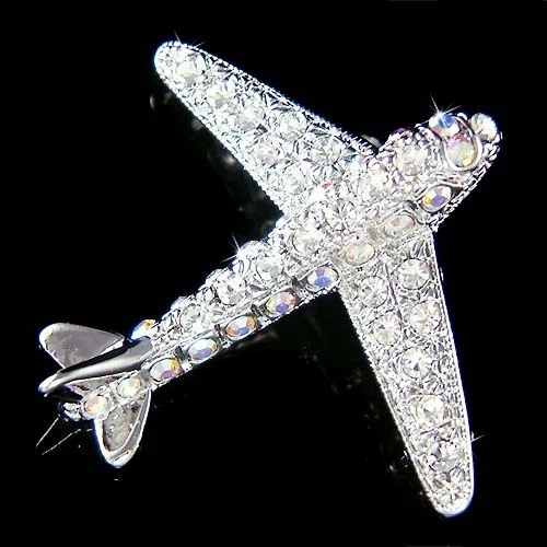 AIRPLANE made with Swarovski Crystal aircraft Pilot Aviator plane Pin Brooch new - Image 1 of 1