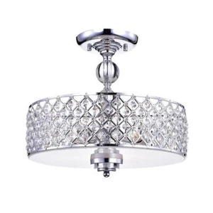 Warehouse of Tiffany Crystal Pendant 3-Light 14" Hardwired Contemporary Chrome - Picture 1 of 2