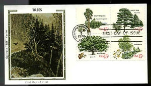 US FDC #1767a Block of 4 Hot Springs National Park, AK Trees - Picture 1 of 1