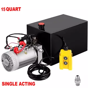 15 Quart Single Acting Hydraulic Pump Dump Trailer 12V DC Unit Pack Power Unit - Bild 1 von 13