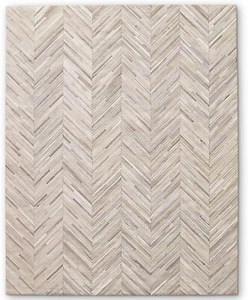Handmade Brazilian Cowhide Leather Beige Area Rug 5x8, 8x10 ft Carpet For Living - Picture 1 of 8