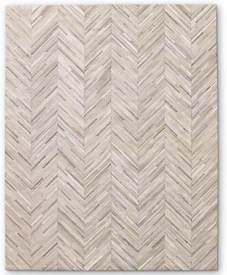 Handmade Brazilian Cowhide Leather Beige Area Rug 5x8, 8x10 ft Carpet For Living - Image 1 of 4