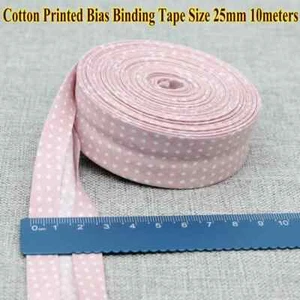 Cotton Printed Dot Twill Bias Binding Tape Handmade Craft Sewing Trim 1" 10meter - Picture 1 of 9