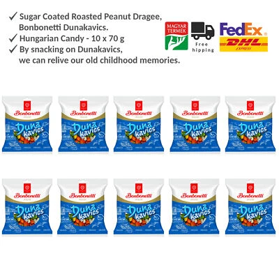 Sugar Coated Roasted Peanut Dragee - Dunakavics- Hungarian Retro Candy 10x70g - Image 1 of 4
