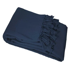 Decorative blanket with fringe-LANA Soft Throw-180 x 220 cm-Navy Blue - Picture 1 of 4