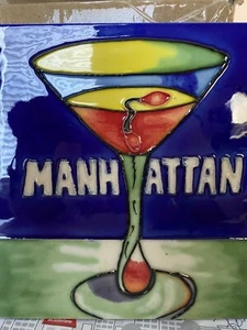 Drinks Kitchen Art Tile "Manhattan" 8x8 Bar Decor Wall or Tabletop Accent SB-D - Picture 1 of 9