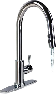 Kitchen Sink Faucet - Single Handle Steel Pull down Kitchen Faucet with Sprayer - Picture 1 of 7