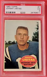 CARTA JOHNNY UNITAS 1960 TOPPS CLASSIFICATA PSA IN OTTIME CONDIZIONI 3 BALTIMORE COLTS HALL OF FAME - Foto 1 di 2