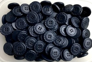 28mm 44L Navy Blue Leather Look Stitch Detail 4 Hole Large Buttons Button S41 - Picture 1 of 1