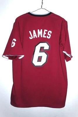Adidas LeBron James #6 Miami Heat Christmas Day Red Adidas Jersey M 40 Sleeve - Image 1 of 4