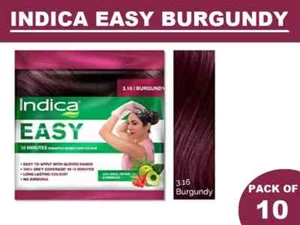 10 Pc Indica Easy 10 Minutes Burgundy Herbal Hair Color Shampoo Base Herbs - Picture 1 of 6