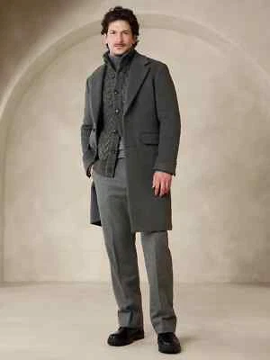 BANANA REPUBLIC M Sendero Wool Topcoat Coat Medium Gray #810983 NEW - Image 1 of 4