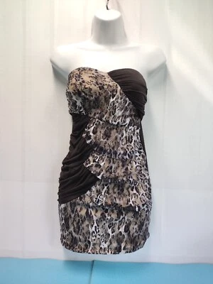 Vestido Flamingo tubo renda estampa animal sem alças acolchoado elástico preto tamanho P - Imagem 1 de 4