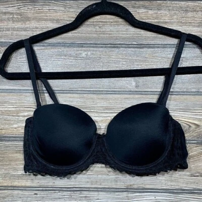 Sujetador con ribete de encaje negro So Intimates talla 36B multiuso ligeramente forrado con aros Foto 1 de 3