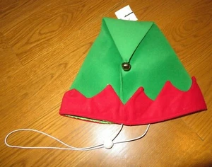 NEW Green/Red ELF HAT w/Jingle Bell DOG COSTUME Accessory CHRISTMAS XXL - Picture 1 of 3